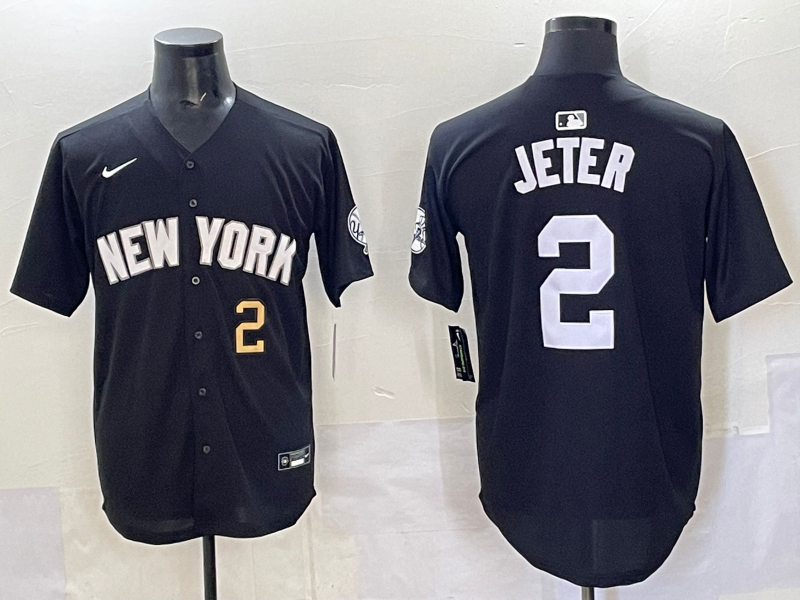 Men 2025 New York Yankees 2 Jeter black Nike MLB Jersey style 725008